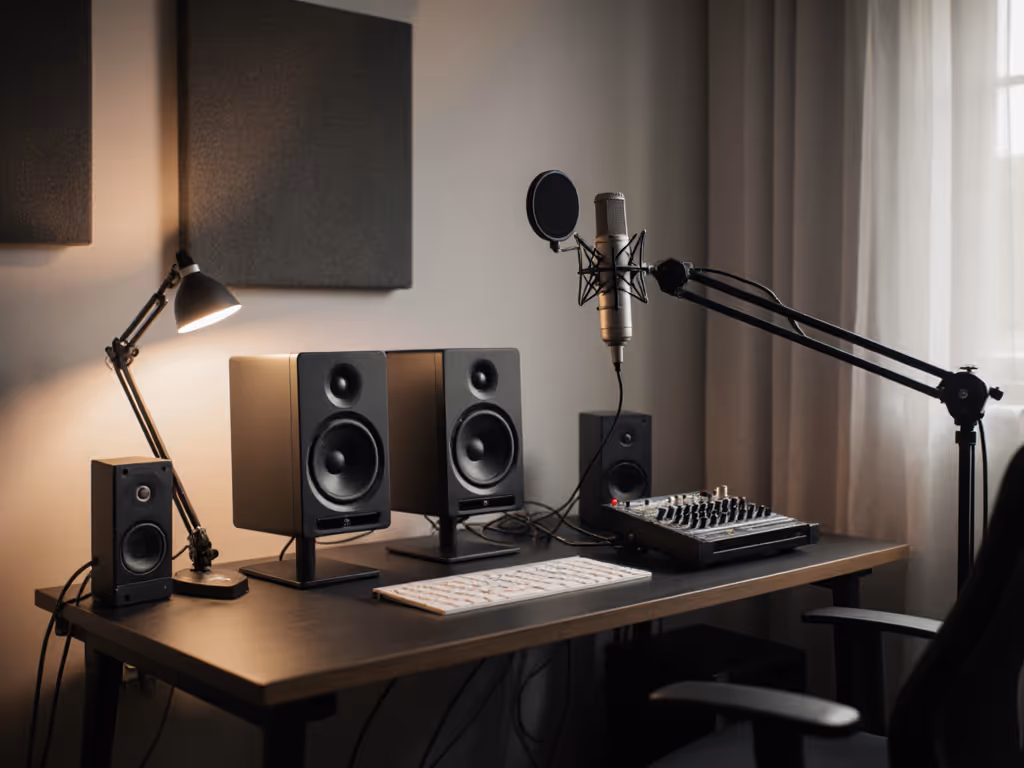 small_room_studio_setup_with_monitor_placement_near_desk_and_measurement_microphone_on_stand